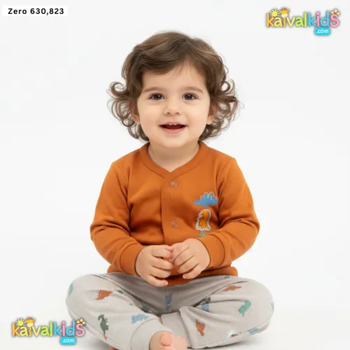 Little Dinosaurs Full-Sleeve Cotton Jhabla Set - ZERO 630/823