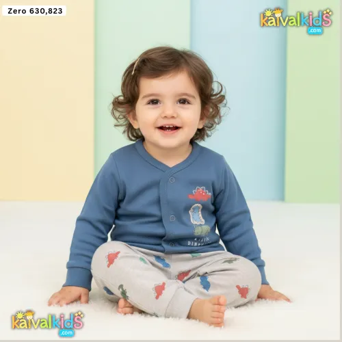 Little Dinosaurs Full-Sleeve Cotton Jhabla Set - ZERO 630/823