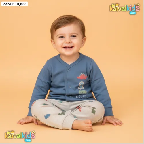 Little Dinosaurs Full-Sleeve Cotton Jhabla Set - ZERO 630/823