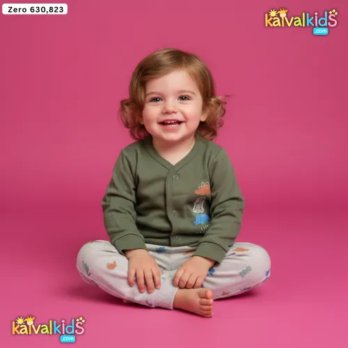 Little Dinosaurs Full-Sleeve Cotton Jhabla Set - ZERO 630/823