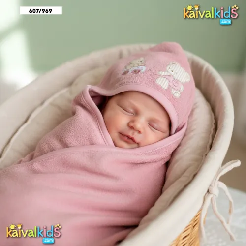 Soft Cotton Baby Swaddle Blanket with Hood - Zero 607/969