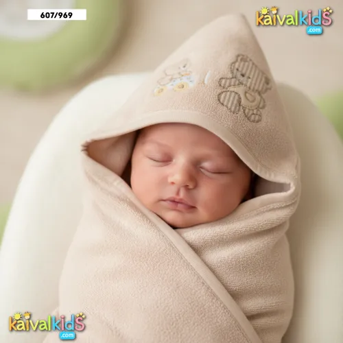 Soft Cotton Baby Swaddle Blanket with Hood - Zero 607/969