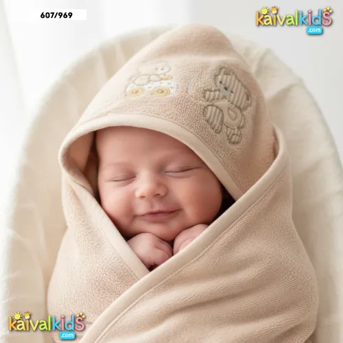 Soft Cotton Baby Swaddle Blanket with Hood - Zero 607/969