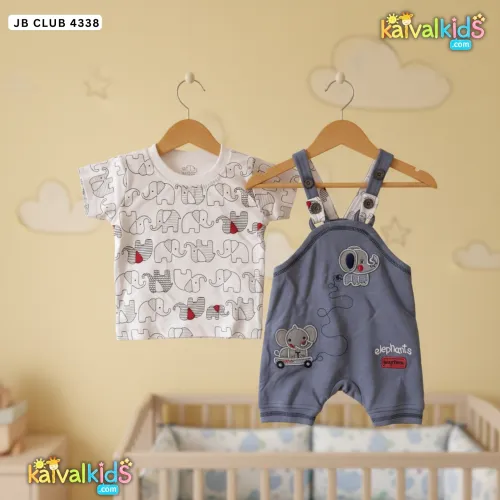 Baby Boys & Girls Cotton Dungaree Outfit - JB 4338
