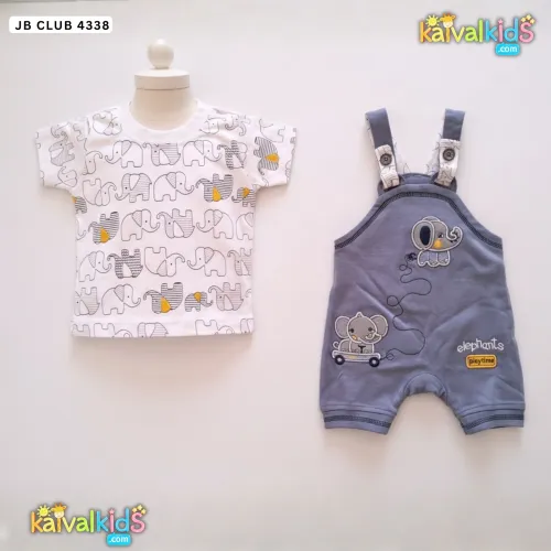 Baby Boys & Girls Cotton Dungaree Outfit - JB 4338
