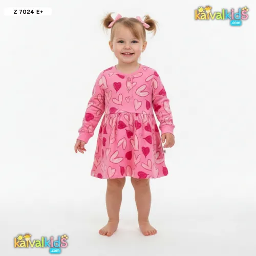 Girls Full Sleeve Cotton FROCK Z 7024 E+